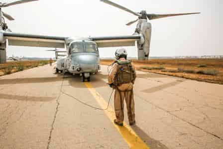 مناورات الأسد الإفريقي في طانطان.. تدريب على الهبوط بطائرة MV-22