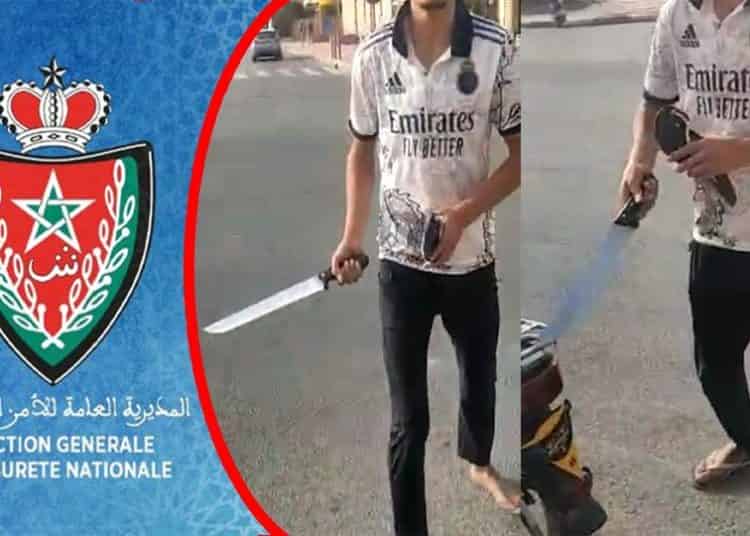 اعتقال شخص ظهر في شريط فيديو يشهر سلاحا في الشارع العام بمراكش