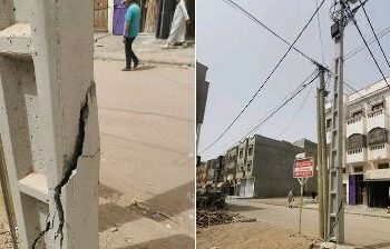 عمود كهرباء متهالك يهدد سلامة سكان تجزئة سكنية بأيت عميرة