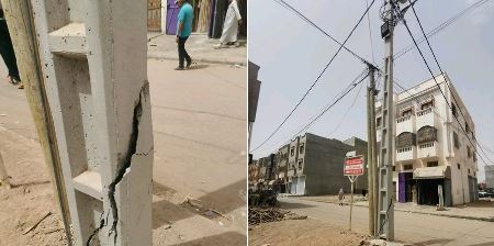 عمود كهرباء متهالك يهدد سلامة سكان تجزئة سكنية بأيت عميرة